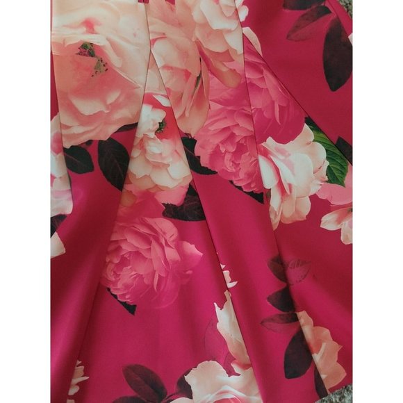 Calvin Klein Pleated Pink Floral Cocktail Dress Size 4 - Picture 4 of 9